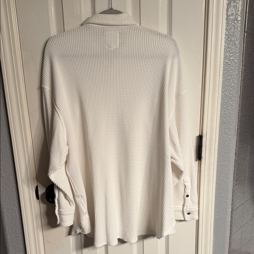 Aerie women’s White Waffle Knit Jacket shirt - Picture 5 of 6